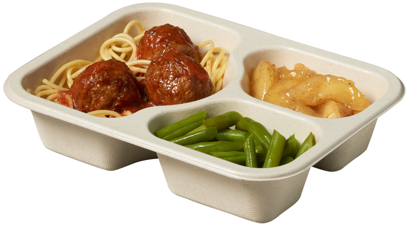 Food tray with a prepared meal for seniors or students.