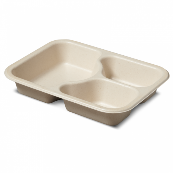 2 compartment compostable fiber tray