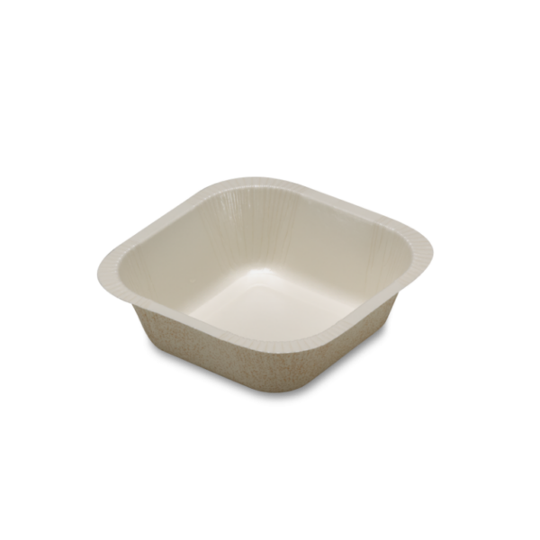 Speedseal one compartment paper tray for food packaging.